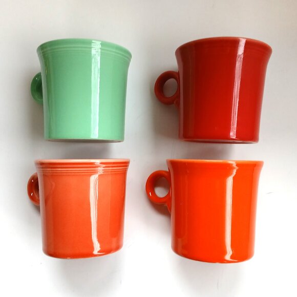 Fiestaware Fiesta Ware Ring Handle 4 Coffee Mugs Homer Laughlin 4 Colors HLC - Picture 4 of 9